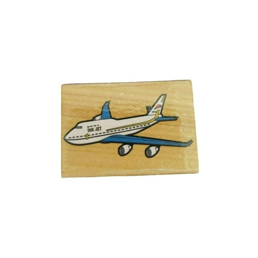 Melissa & Doug Rubber Ink Stamp Wood Mounted Craft Airplane Jet‎ Plane